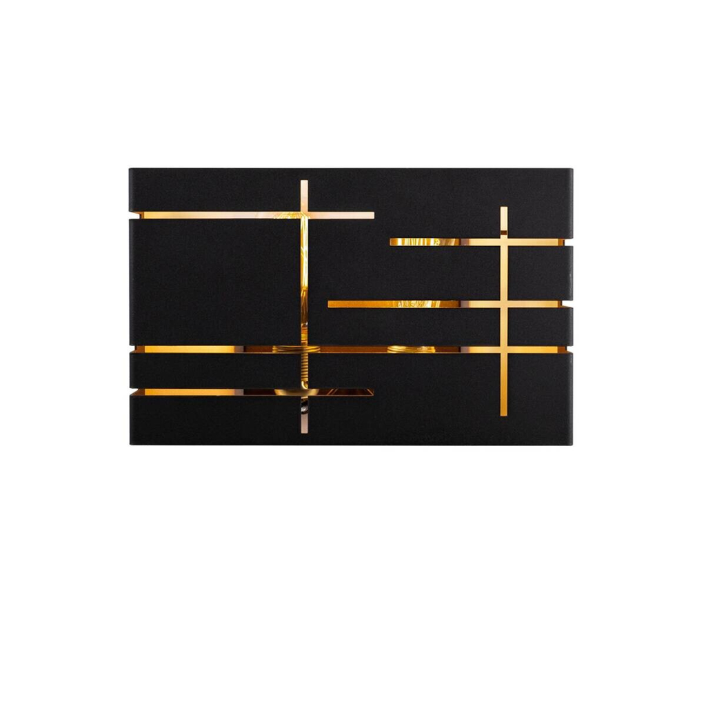Opviq Wandleuchte schwarz Metall B/H/L: ca. 10x22x35 cm E27 1 Brennstellen