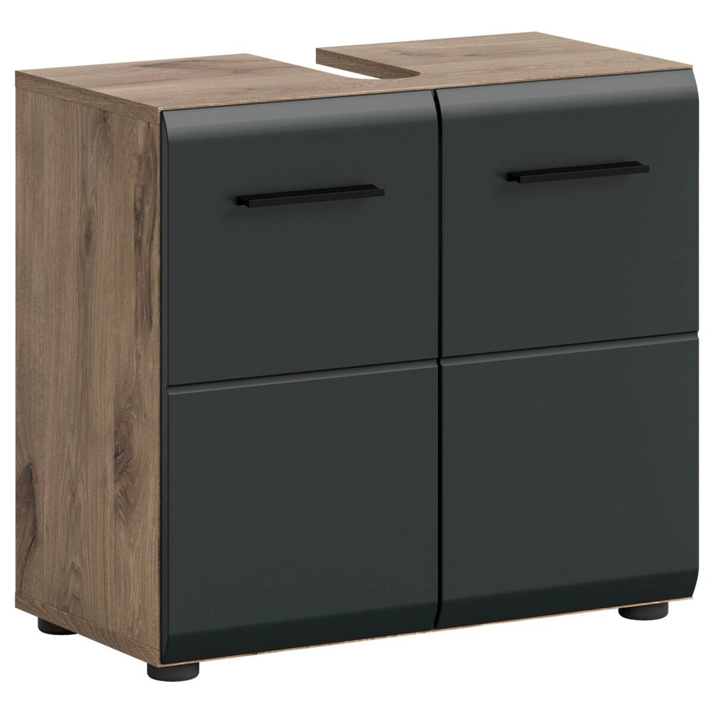 Waschbeckenunterschrank Ice Nox Oak Nachbildung schwarz matt B/H/T: ca. 60x54x30 cm
