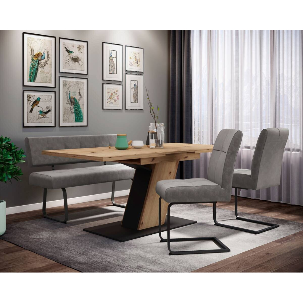 Essgruppe Luise grau Eiche Microfaser B/H/T: ca. 180x76x90 cm