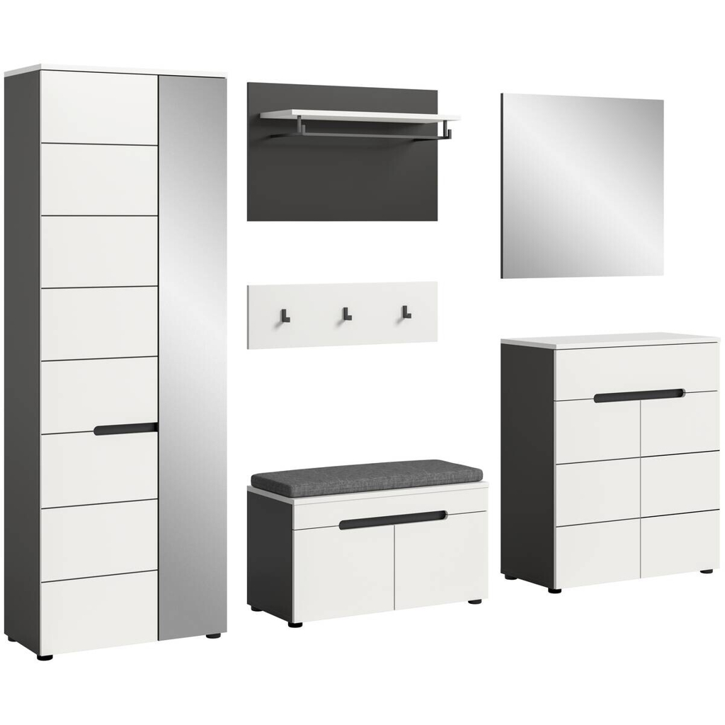 Garderobe Canu basaltgrau Nachbildung weiß B/H/T: ca. 255x190x37 cm