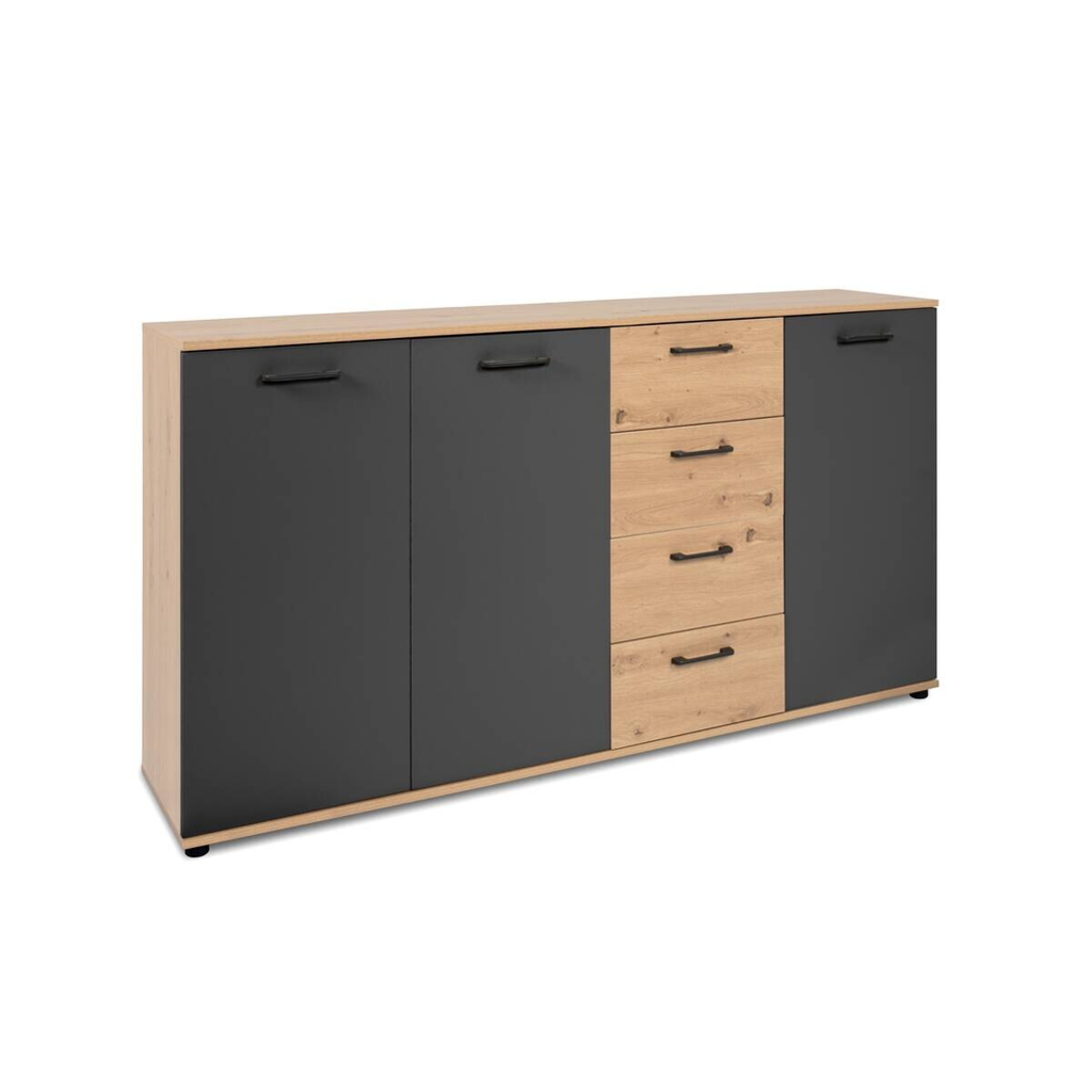 Kommode Kerry 51B Eiche Artisan Nachbildung anthrazit B/H/T: ca. 160x85x35 cm