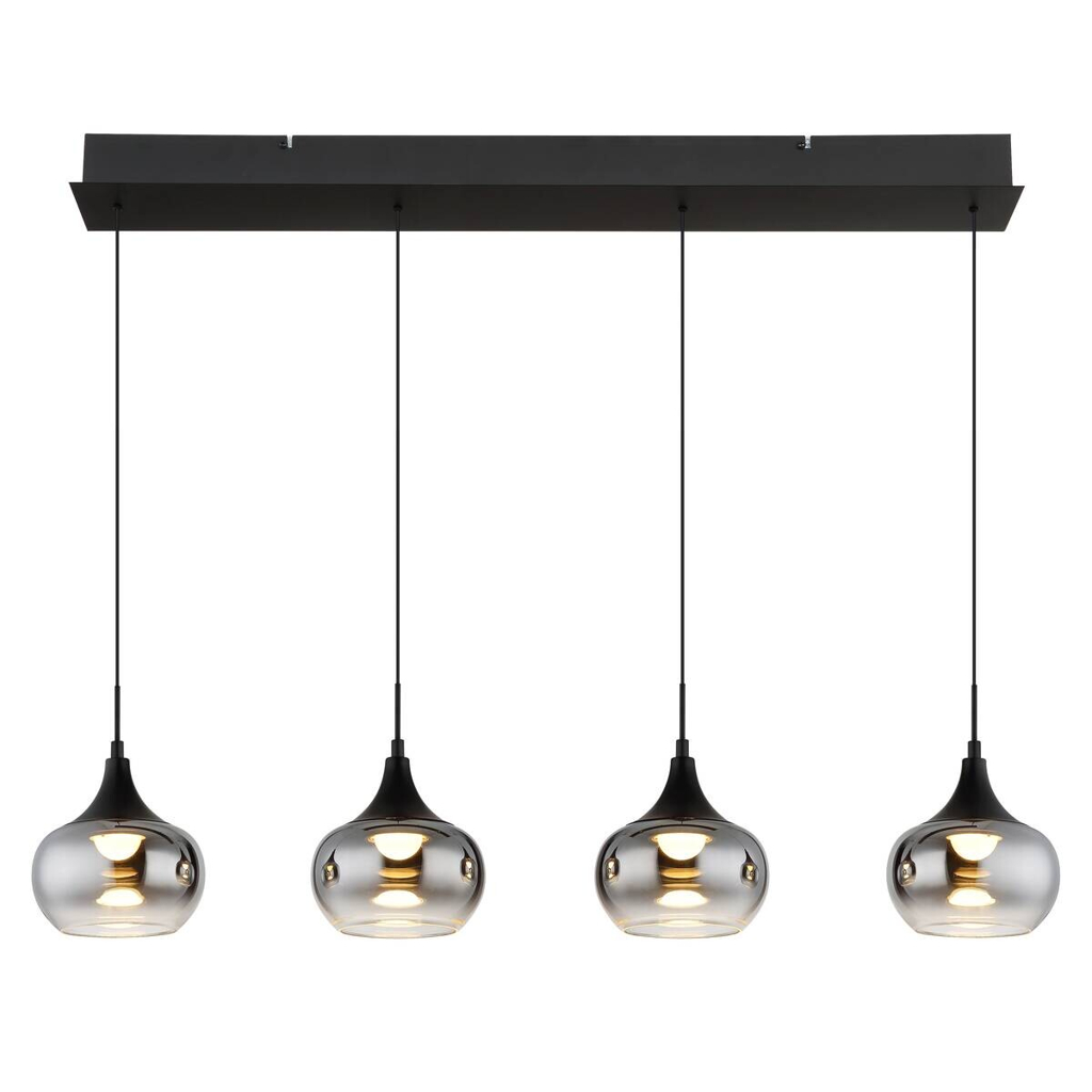 GLOBO LED-Pendelleuchte Rauch schwarz Metall Glas B/H/L: ca. 15x150x90 cm 1 Brennstellen