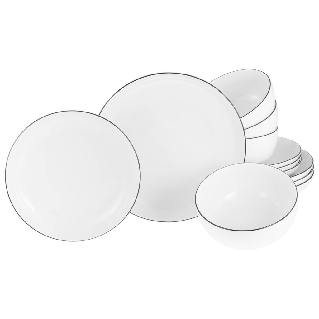 CreaTable Teller-Set Allround Black Line weiß Porzellan