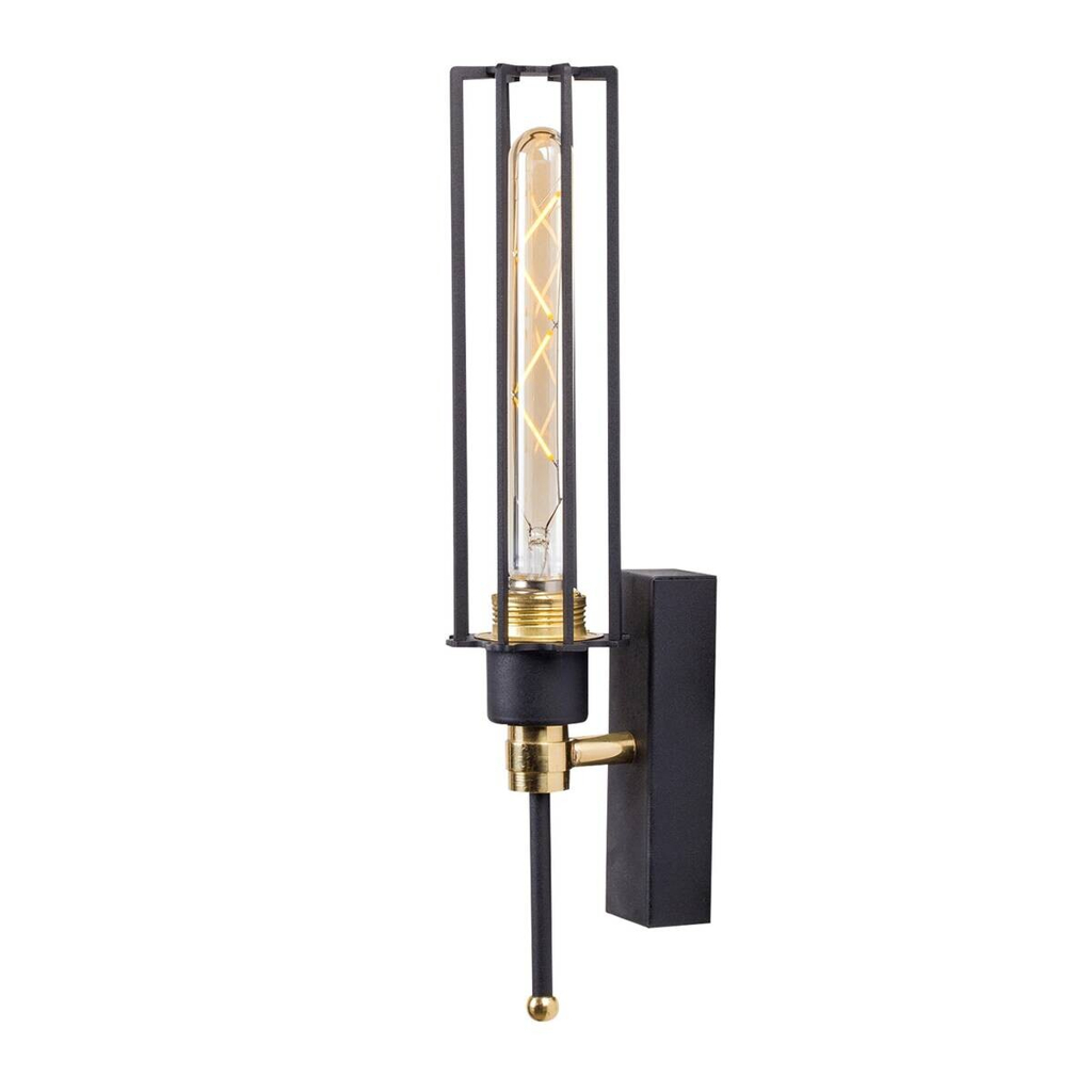 Opviq Wandleuchte schwarz gold Metall B/H/L: ca. 10x36x8 cm E27 1 Brennstellen