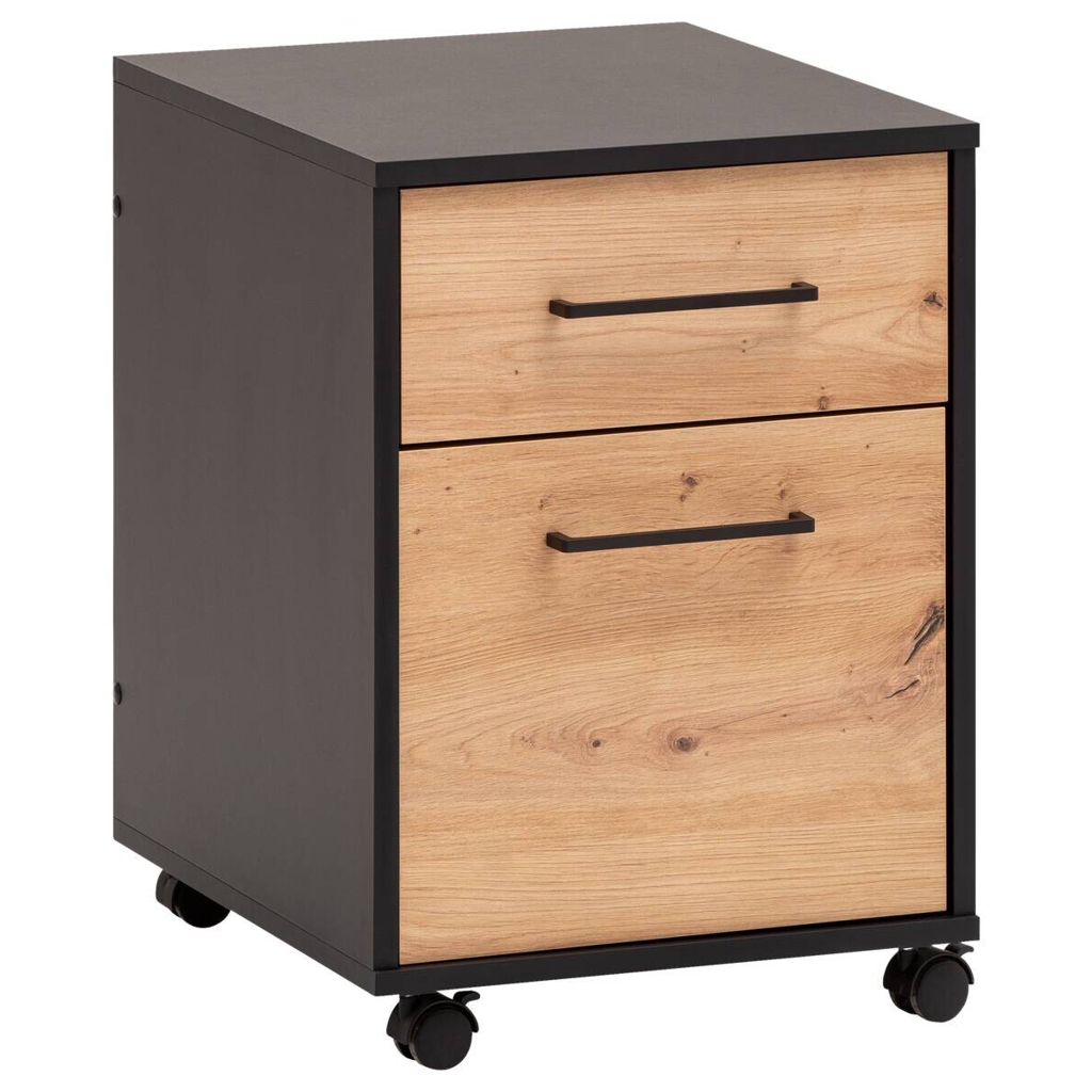 Rollcontainer Aino Eiche Artisan Nachbildung schwarz B/H/T: ca. 40x57x50 cm