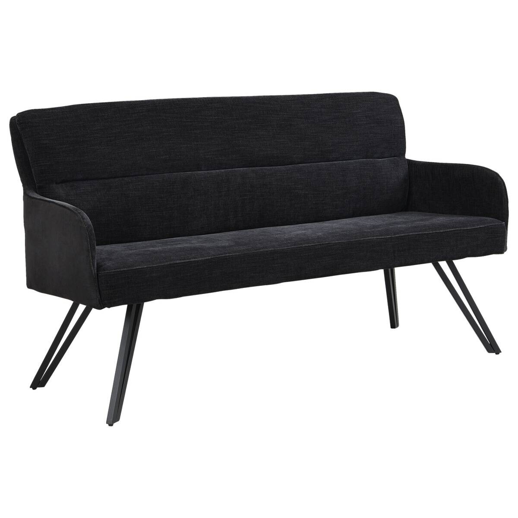 Sitzbank TINO schwarz Metall Microfaser B/H/T: ca. 160x94x67 cm