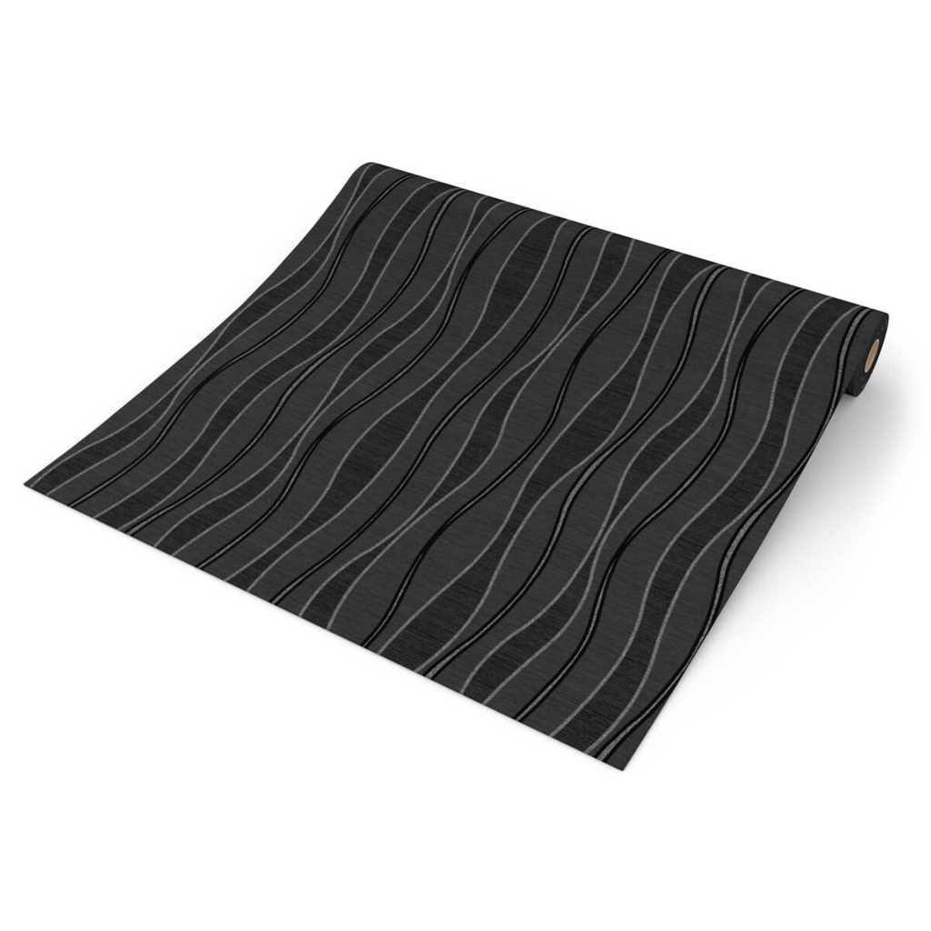 UGEPA Vinyltapete Wellen schwarz silber B/L: ca. 53x1005 cm