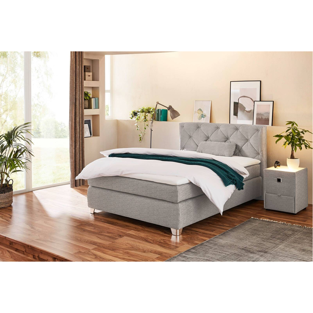 Boxspringbett  beige Flachgewebe Liegefläche B/L: ca. 140x200 cm