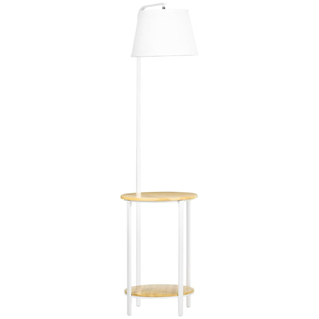 HOMCOM Stehlampe cremeweiß Stahl Polyester Bambus B/H/T: ca. 39,5x162x43 cm