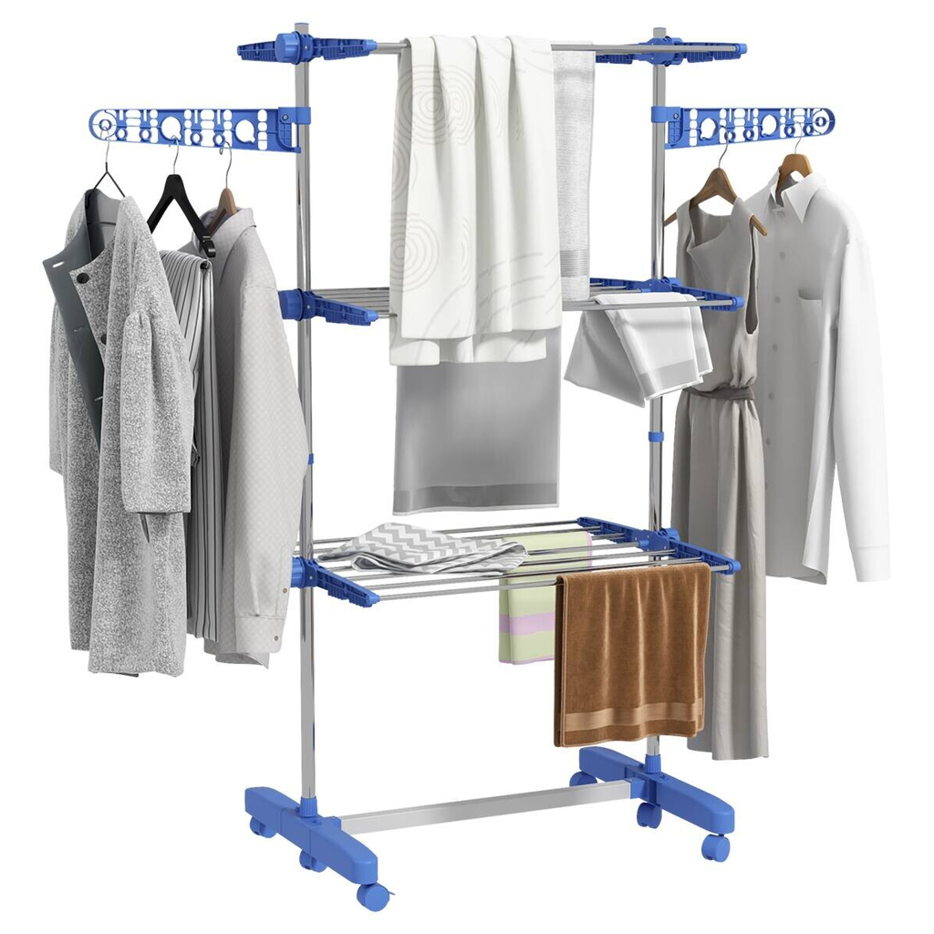 HOMCOM Wäscheständer blau Kunststoff