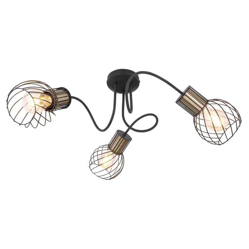 GLOBO Deckenleuchte gold schwarz Metall H/D: ca. 24x60 cm E27 3 Brennstellen
