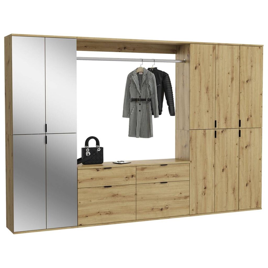 Garderobe PROJEKT Eiche Artisan Nachbildung Spiegel B/H/T: ca. 273x193x34 cm
