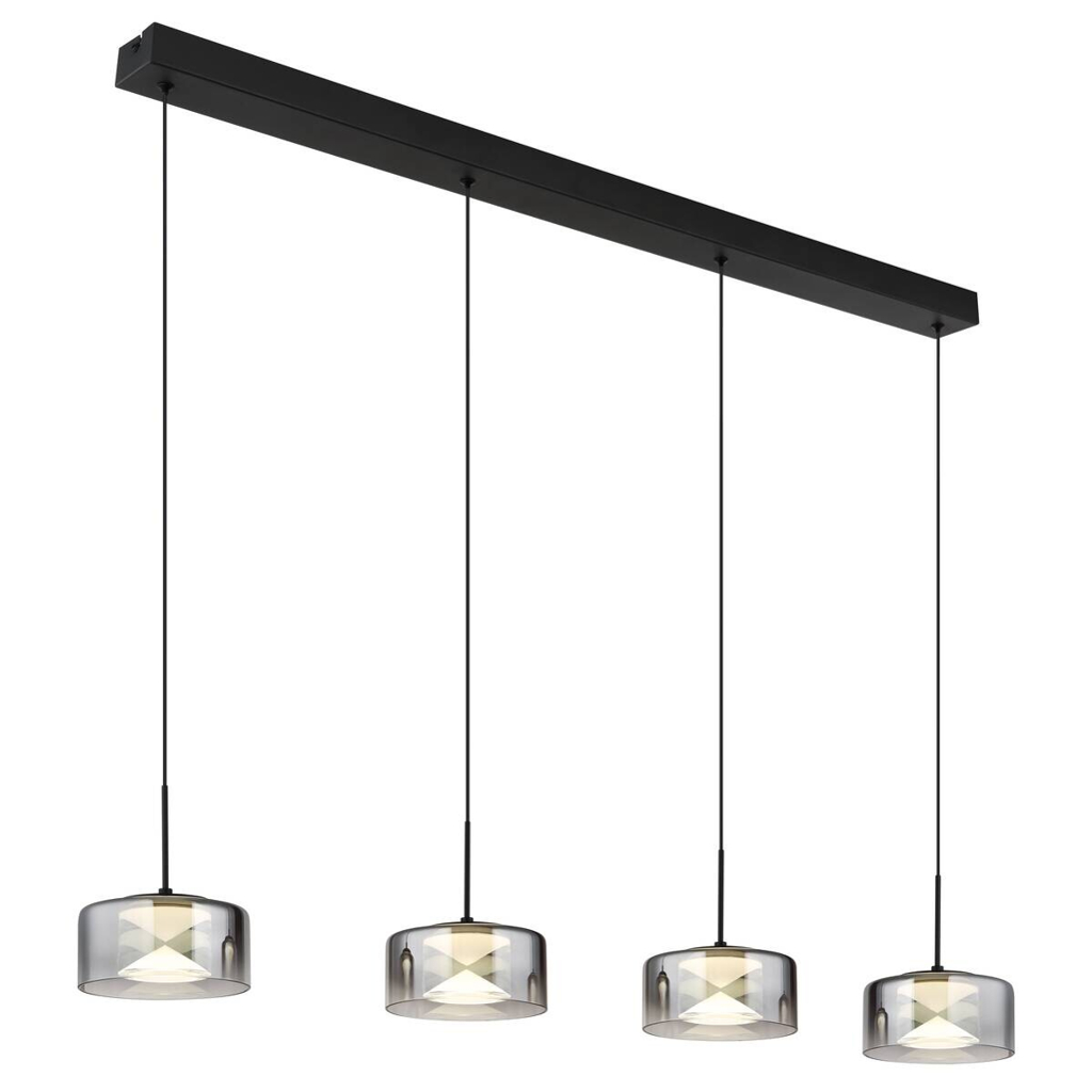 GLOBO Pendelleuchte Belinda Rauch schwarz Metall Glas B/H/L: ca. 15x23,5x105 cm 1 Brennstellen