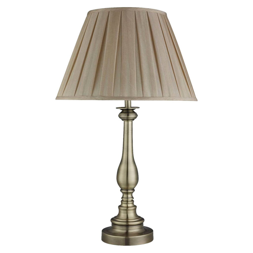 Searchlight Tischlampe Flemish messing Textil Stahl B/H/L/D: ca. 40x62x40x40 cm E27 1 Brennstellen