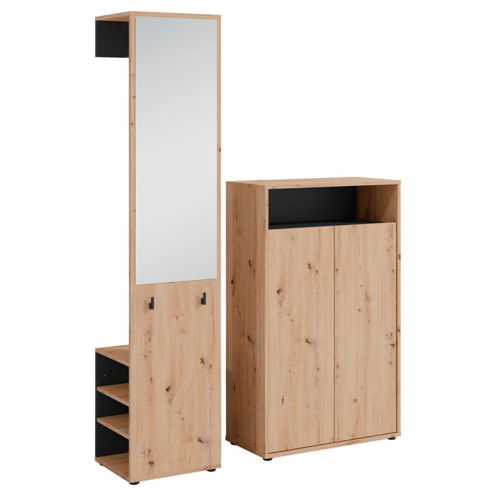 Garderobe Lyon Eiche Artisan Nachbildung schwarz B/H/T: ca. 70x115x33,5 cm
