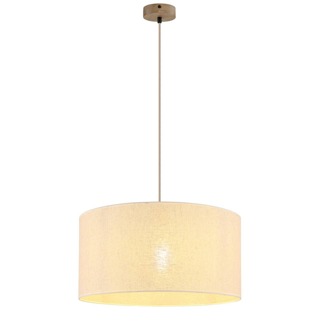 GLOBO Pendelleuchte Jule braun Leinen Holz H/D: ca. 120x50 cm E27 1 Brennstellen