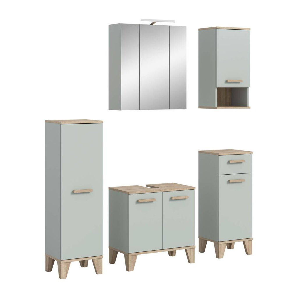 Badezimmer-Set STAR hellgrün Eiche hell Nachbildung B/H/T: ca. 158x190x34 cm