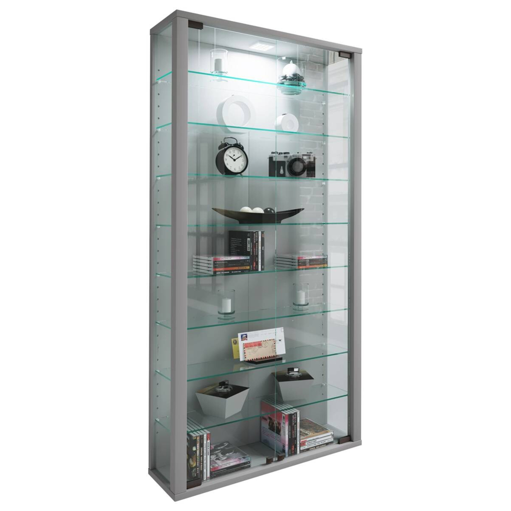 Vitrine Vitrosa Maxi silber Holzwerkstoff Glas B/H/T: ca. 59x113x18 cm