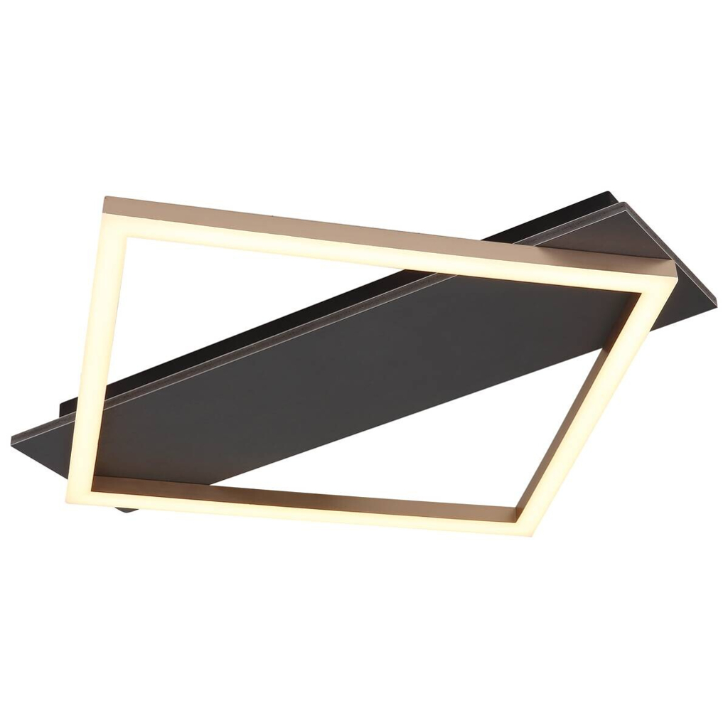 GLOBO LED-Deckenleuchte Opal champagner mattschwarz Metall Kunststoff MDF B/H/L: ca. 46,7x6x52 cm 1 Brennstellen