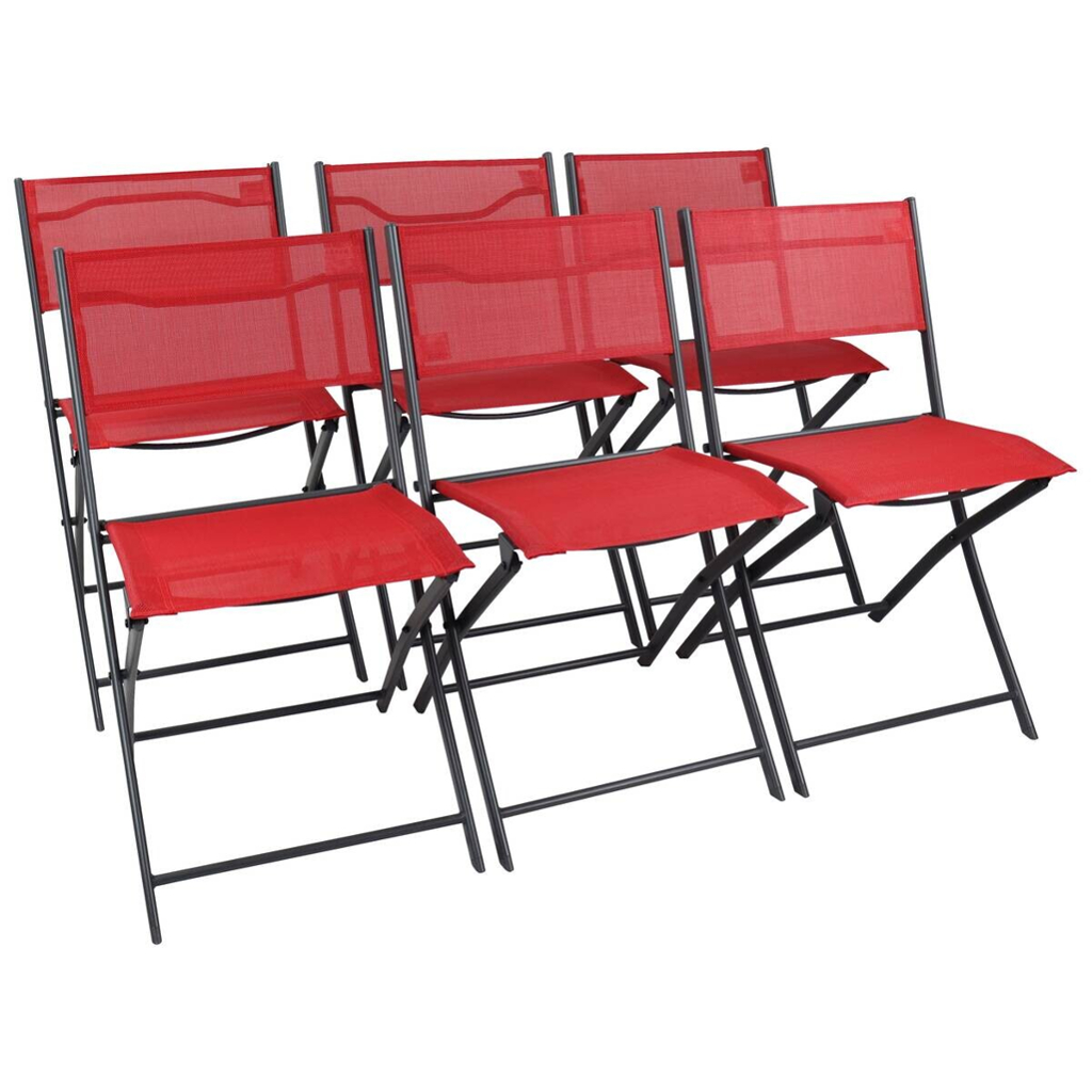 VCM Gartenstuhl 6er Set Sumila rot Metall B/H/L: ca. 45x79x46 cm