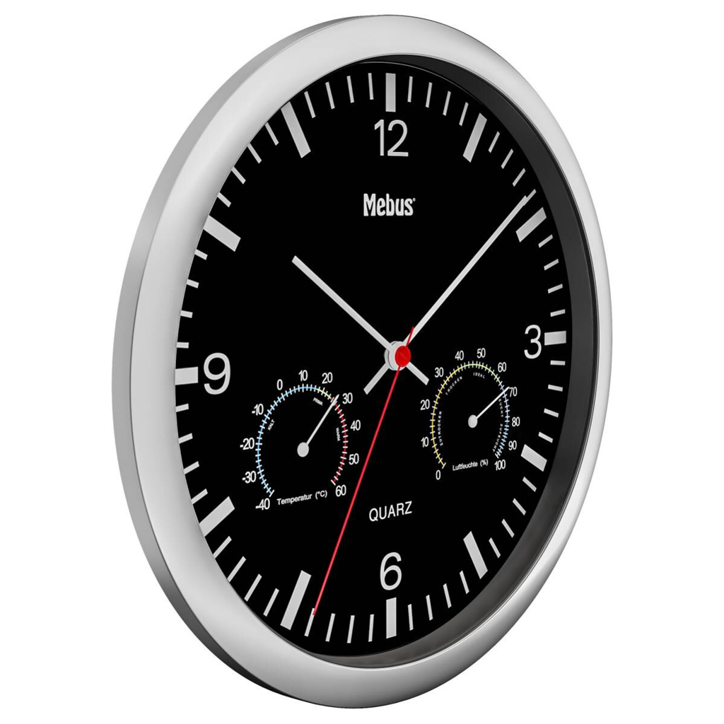 Mebus Wanduhr schwarz D: ca. 25 cm