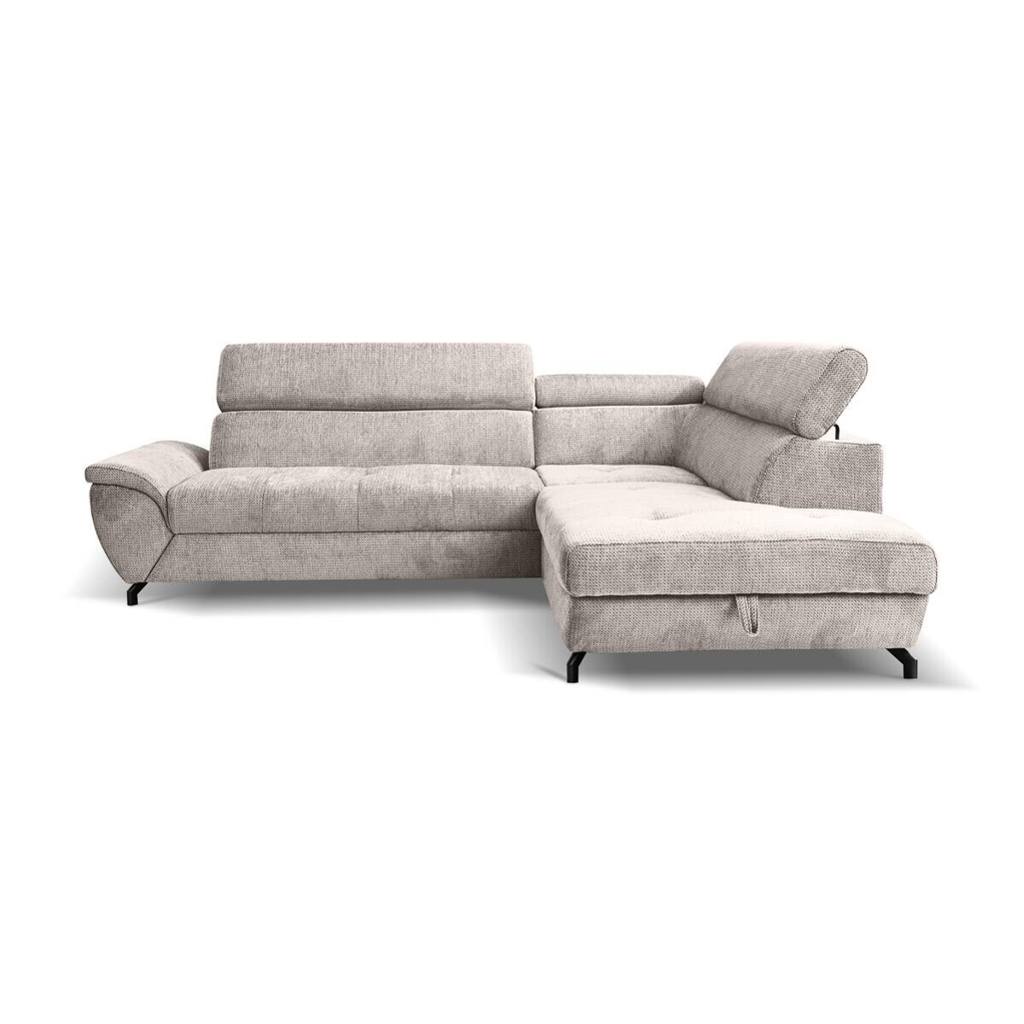 Ecksofa mit Bettfunktion und Bettkasten grau Microfaser B/H/T: ca. 263x77x210 cm