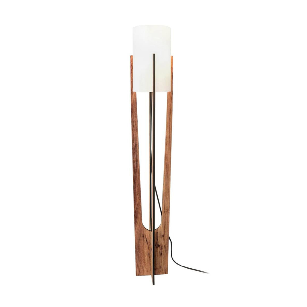 Opviq Stehlampe nussbaum PVC MDF B/H/T/L/D: ca. 17x135x17x17x17 cm E27 1 Brennstellen