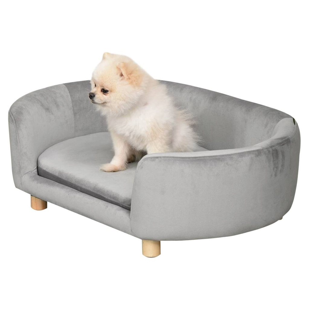 PawHut Haustiersofa hellgrau Birkenholz B/H/L: ca. 55x33x86 cm