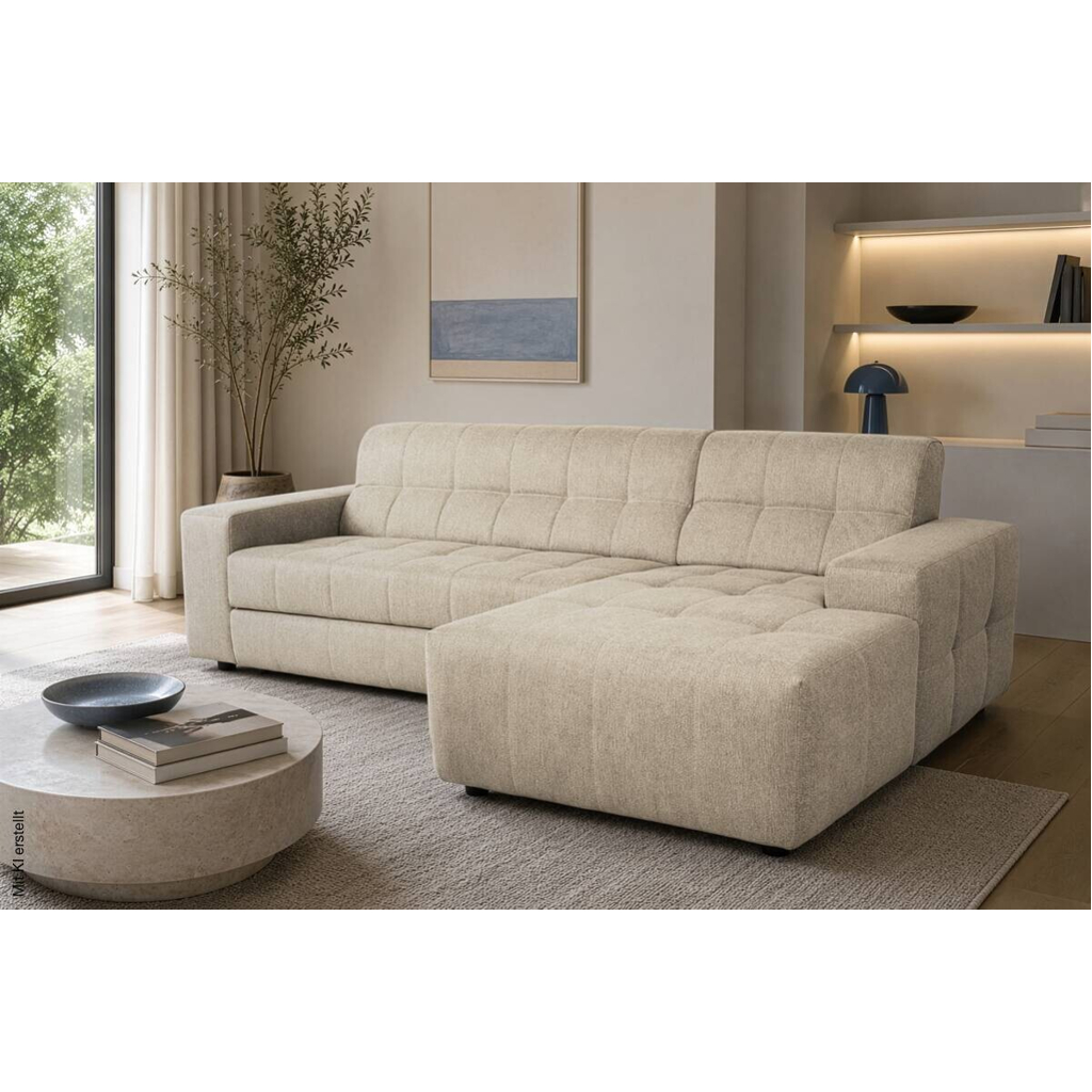 Ecksofa mit Bettfunktion beige Flachgewebe B/H/T: ca. 267x93x163 cm