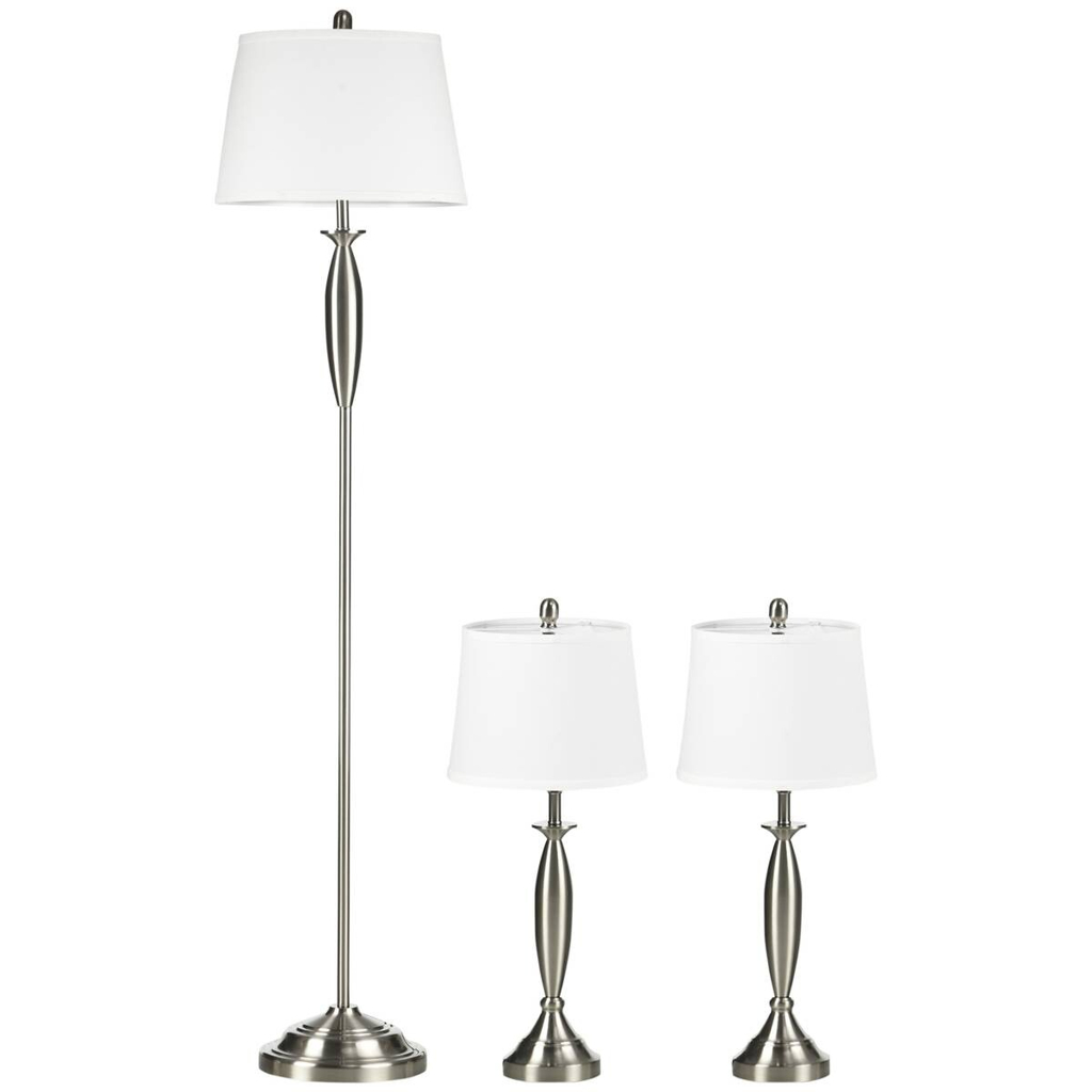 HOMCOM Stehlampe silber weiß Stahl Leinen B/H/T: ca. 38x162x38 cm