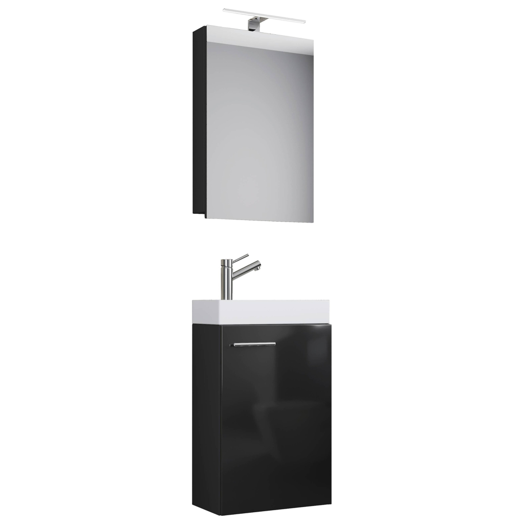 Waschplatz 4tlg-Slito schwarz weiß B/H/T: ca. 41x69,5x22 cm