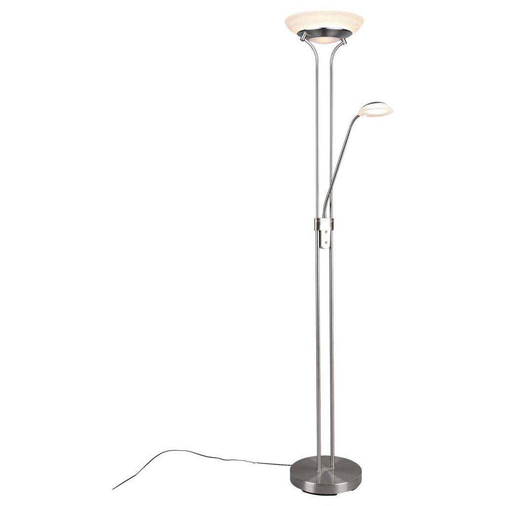 Reality Stehlampe Orson nickel matt weiß Metall Glas H/D: ca. 180x32 cm