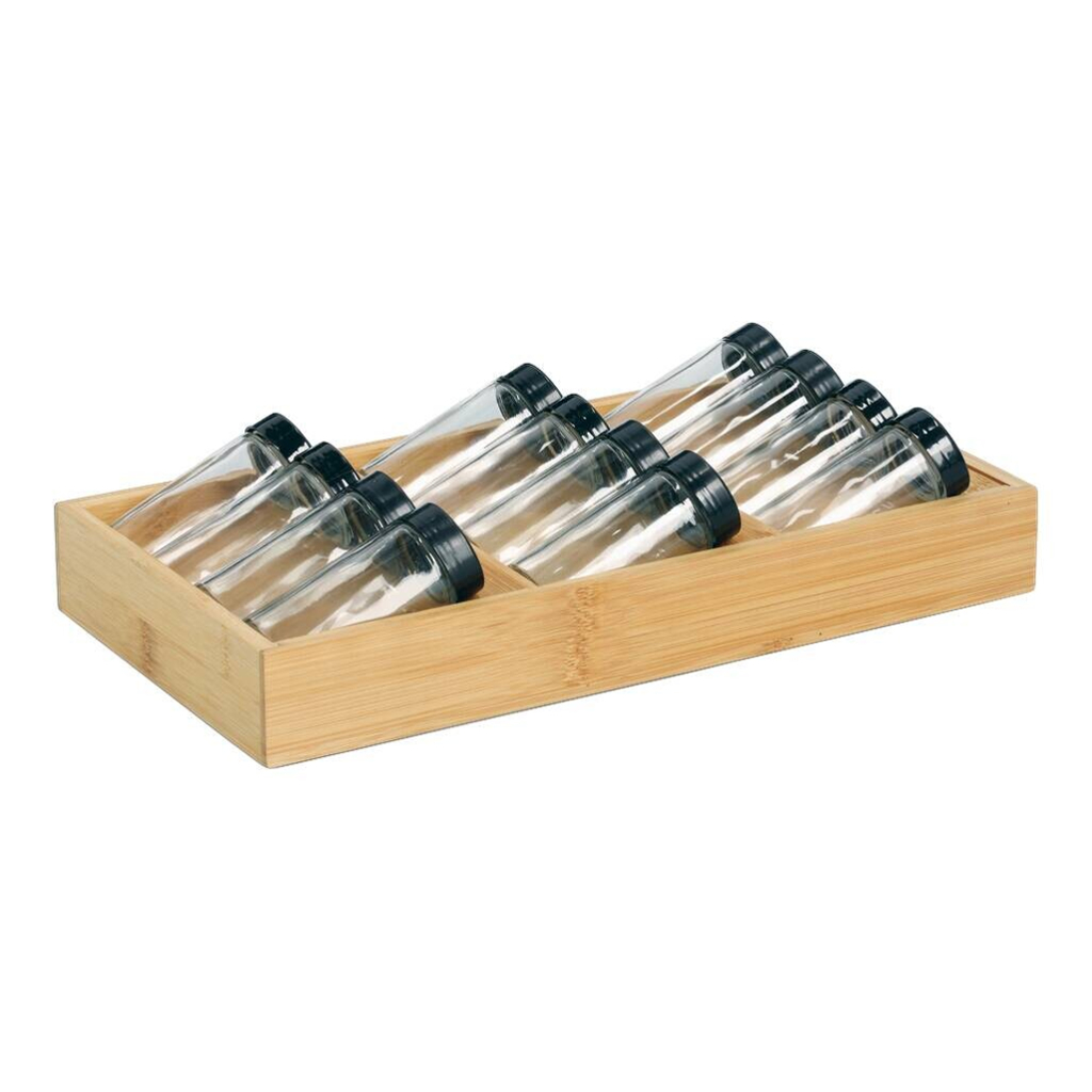 Zeller Gewürzeinsatz-Set schwarz Bambus B/H/L: ca. 20x9x38 cm