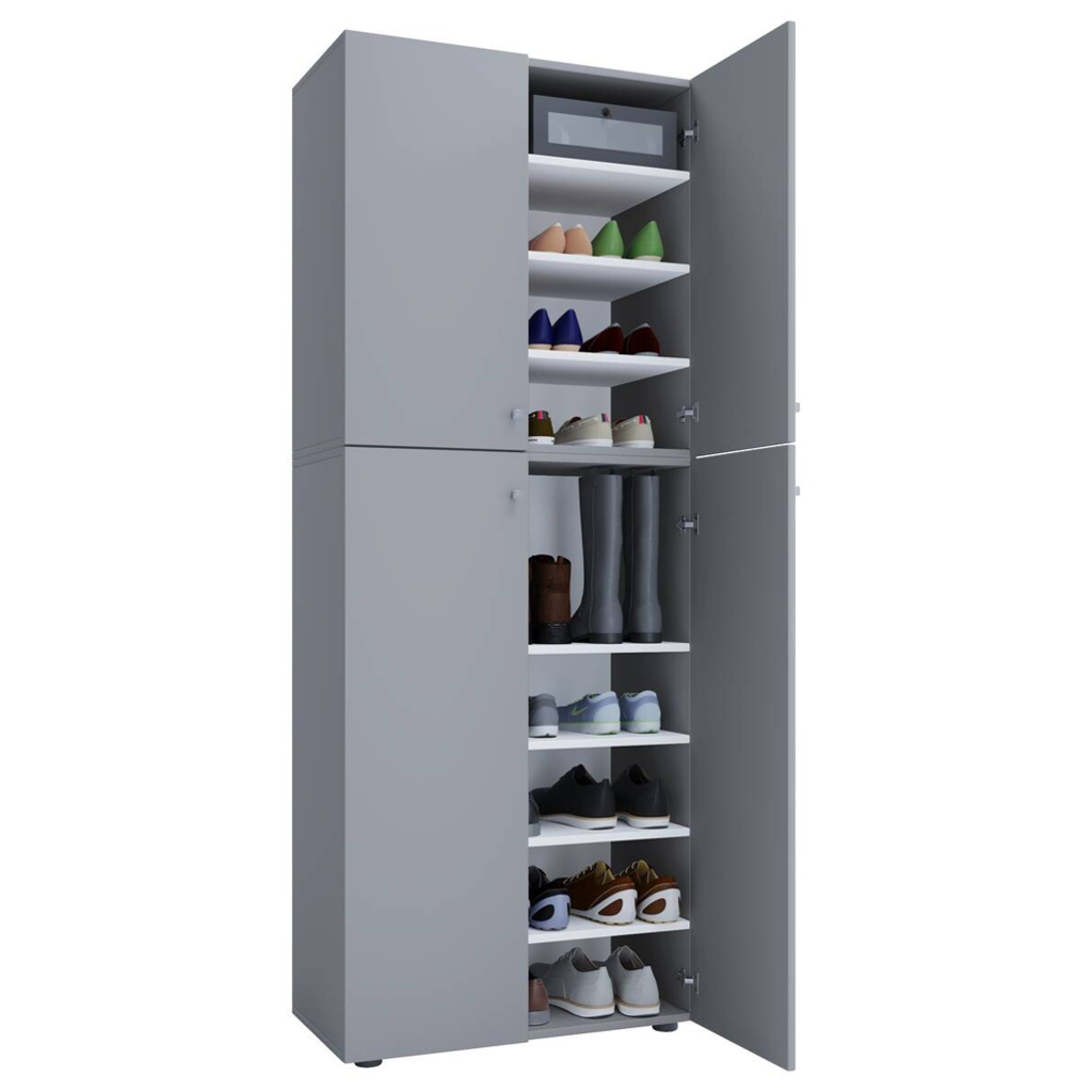 Schuhschrank Lona XXL grau weiß B/H/T: ca. 70x182x39 cm