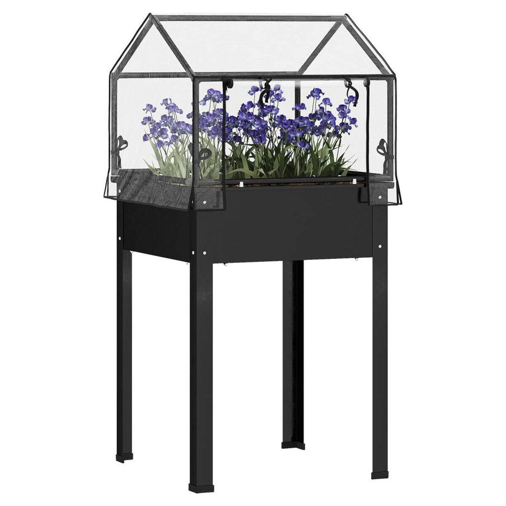 Outsunny Hochbeet schwarz Stahl B/H/L: ca. 60x120x60 cm