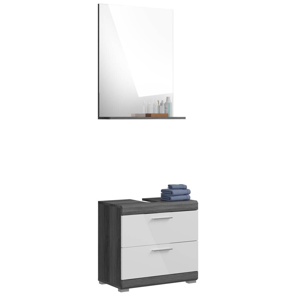 Badezimmer-Set Scout Rauchsilber Nachbildung weiß Hochglanz B/H/T: ca. 60x191x34 cm