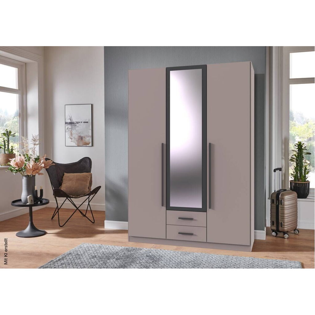 Kleiderschrank Marburg Sahara grau B/H/T: ca. 135x198x58 cm