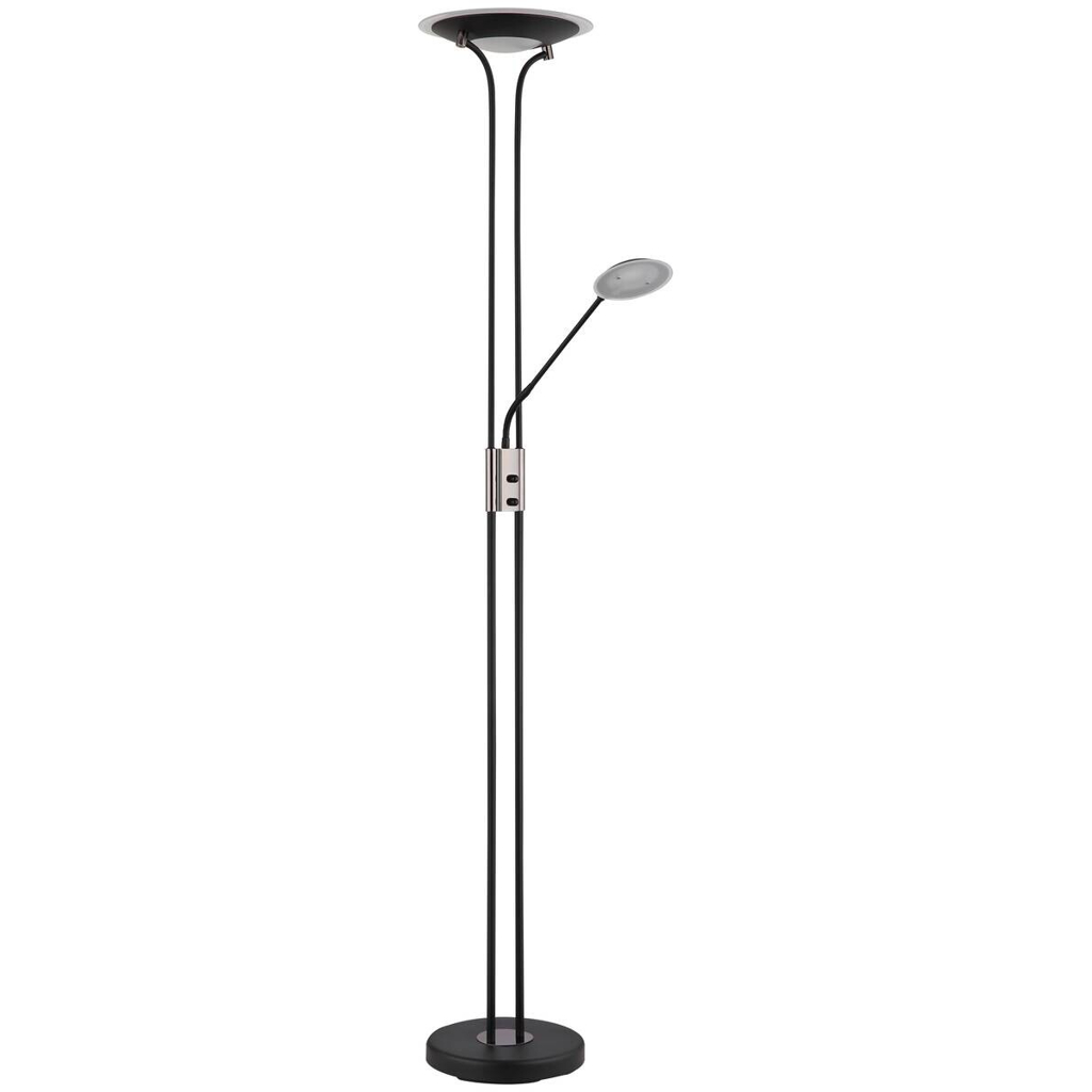 GLOBO Stehlampe mattschwarz Chrom Satiniert Glas Metall H/D: ca. 180x30 cm 2 Brennstellen
