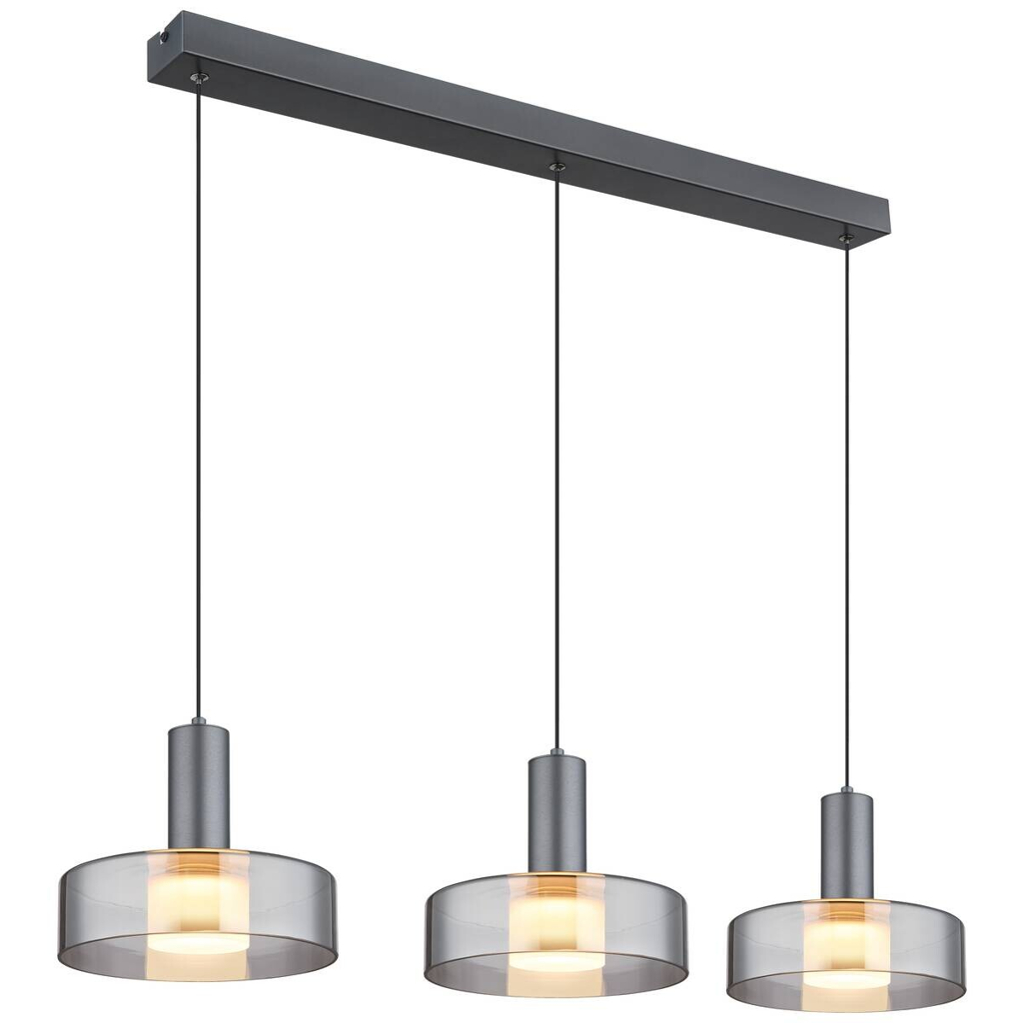 GLOBO Pendelleuchte grau Aluminium Glas Metall B/H/T/L: ca. 22x150x90x90 cm 1 Brennstellen