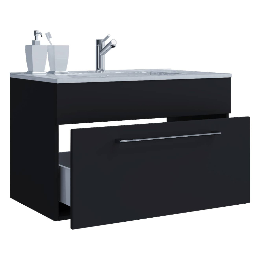 Badblock 2tlg.-Badinos weiß schwarz B/H/T: ca. 60x50x46 cm