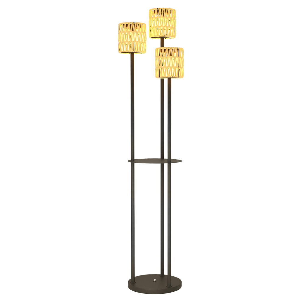 Outsunny Stehlampe gelb Rattan Stahl B/H/L: ca. 37x144x37 cm