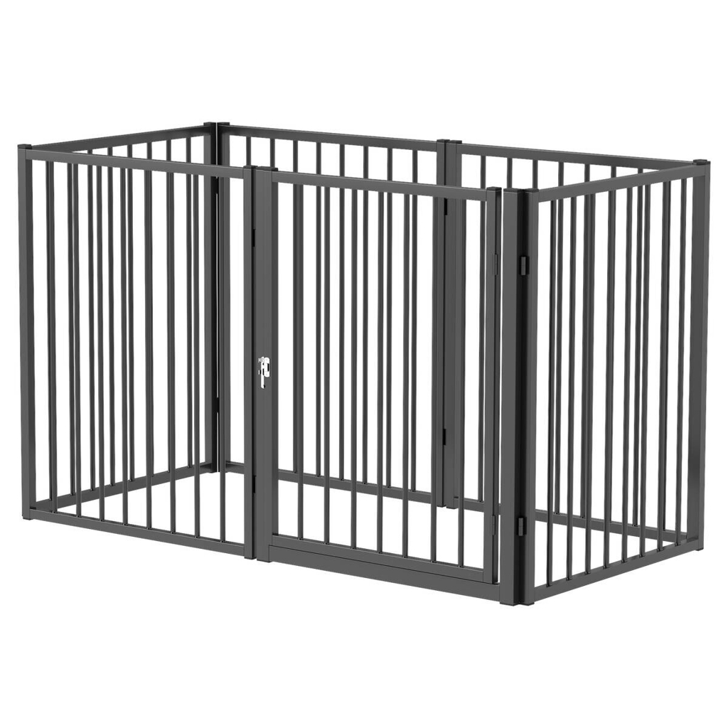 PawHut Welpenauslauf schwarz Stahl B/H/L: ca. 60x76x240 cm
