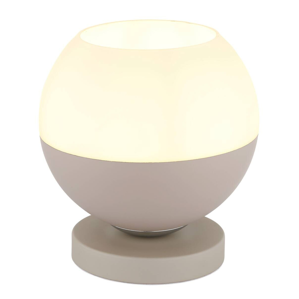 GLOBO Tischleuchte weiß Opal sand Metall Textil Glas H/D: ca. 21x20 cm E27 1 Brennstellen