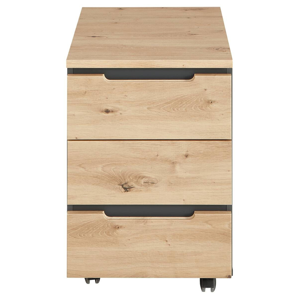 Rollcontainer Memphis Eiche Artisan Nachbildung anthrazit B/H/T: ca. 45x66x55 cm
