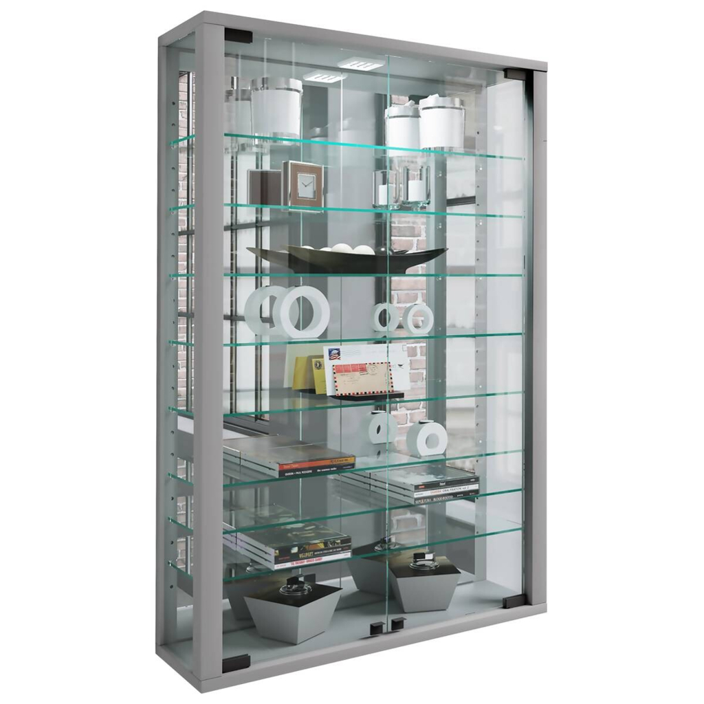 Vitrine Vitrosa silber Holzwerkstoff Glas B/H/T: ca. 59x91x18 cm
