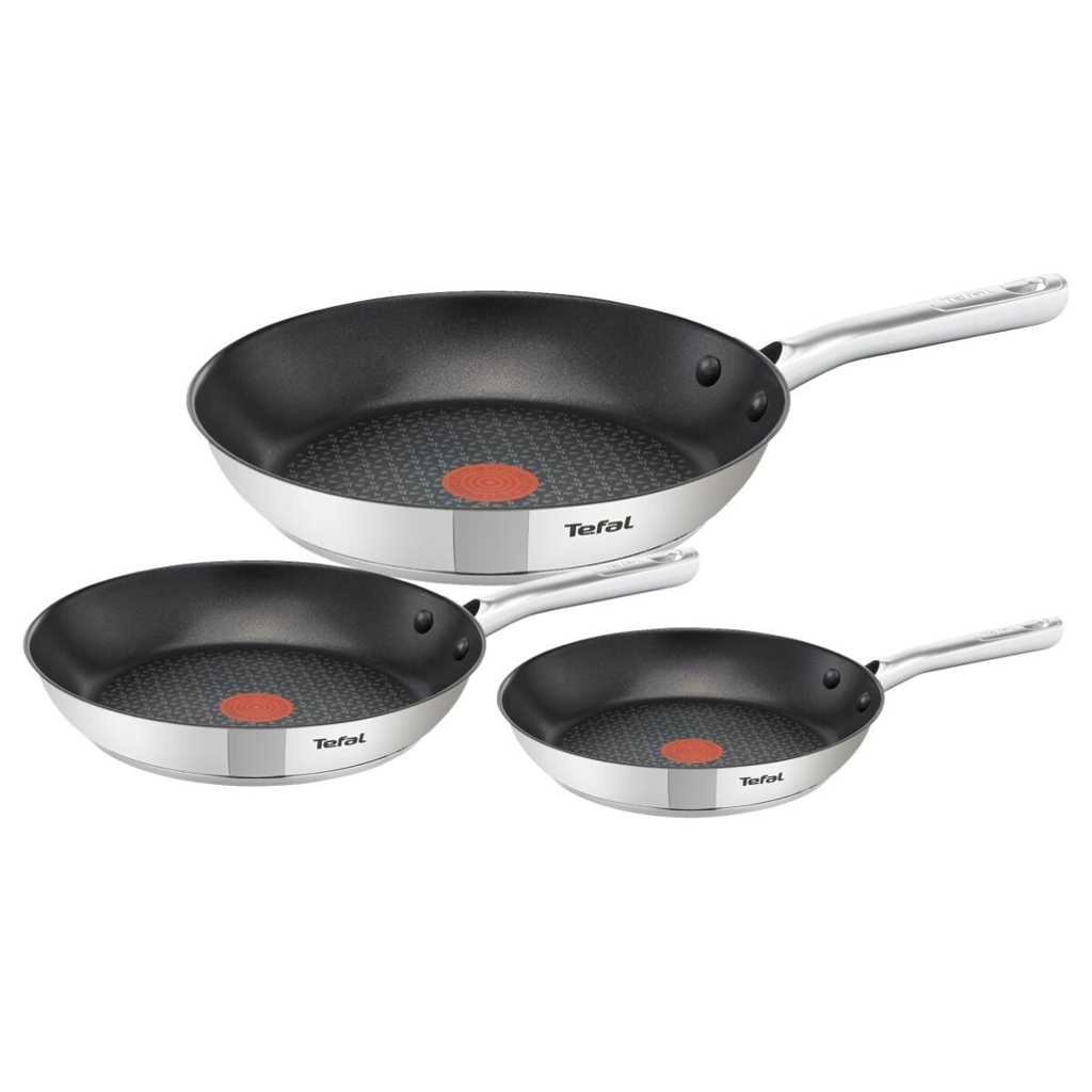 Tefal Pfannenset schwarz Edelstahl 3 tlg.
