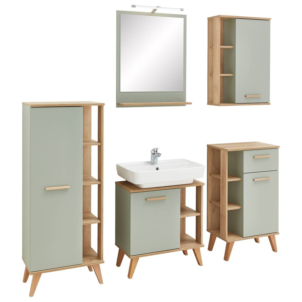 Badezimmer-Set Quickset 963 salbei Nachbildung Eiche Riviera Nachbildung B/H/T: ca. 161,5x200x33 cm