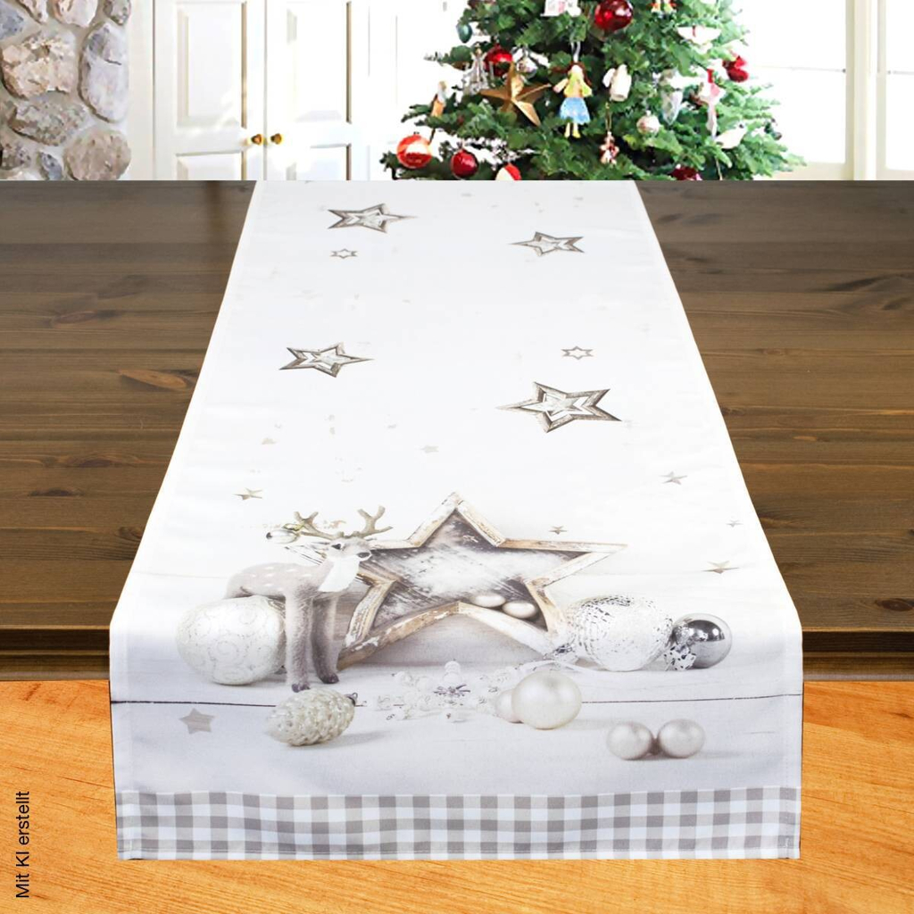 Tischläufer weiß Polyester B/L: ca. 40x140 cm