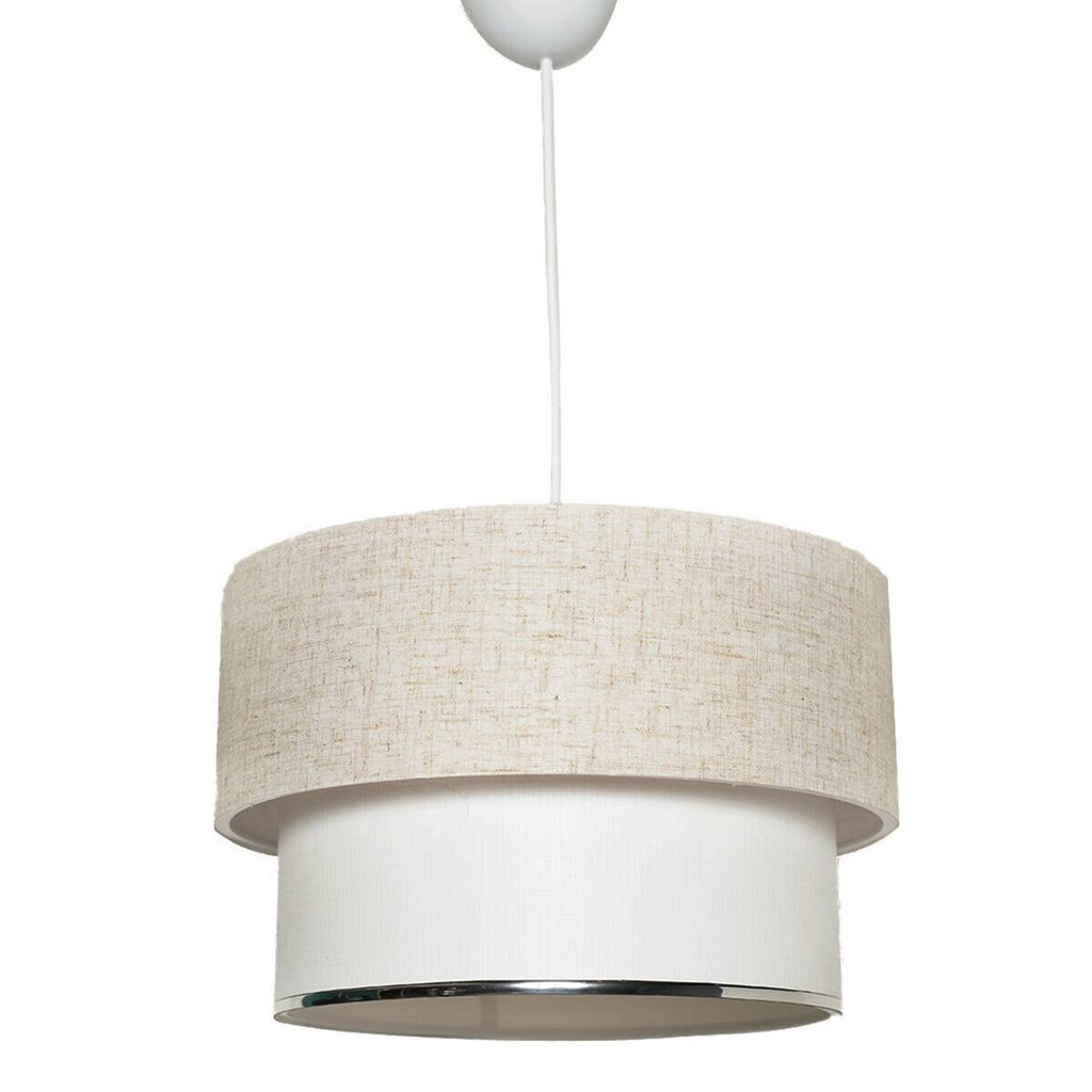Opviq Pendelleuchte Corbeu creme weiß Metall Baumwolle B/H/L: ca. 30x75x30 cm E27 1 Brennstellen