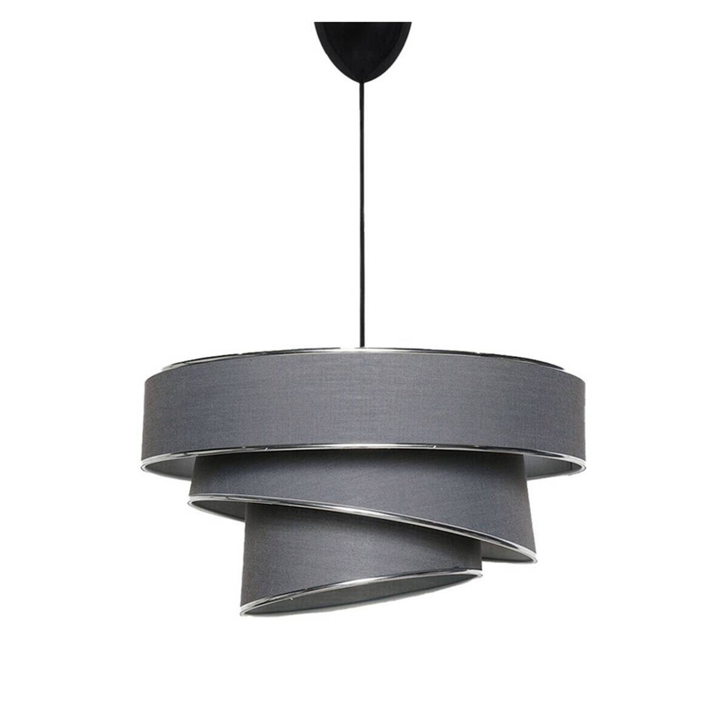 Opviq Pendelleuchte Couper silber anthrazit Baumwolle B/H/T/L/D: ca. 40x72x40x40x40 cm E27 1 Brennstellen